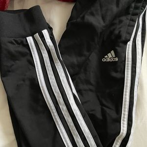 Black and white stripe adidas sweatpants